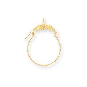  14k Yellow Gold Polished Floral Charm Holder: Jewelry