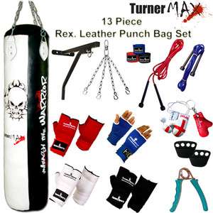   Boxing Set 4ft Black Filled Heavy Punch Bag Bracket Hook Gloves MMA