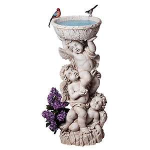 Baroque Style Italian Baby Angel Garden Water Urn Cherub Statue Bird 