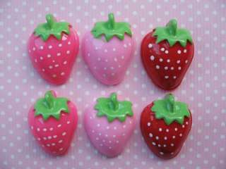 18pcs Resin Strawberry Flatback Button/cute  3 Colors  