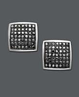 14k White Gold Earrings, Black Diamond Pave Square Earrings (1/3 ct. t 