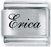 Italian Charm 9mm laser Script Font Name Word Erica  