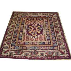   Antique Geometric Hooked Rug With Persian Pattern