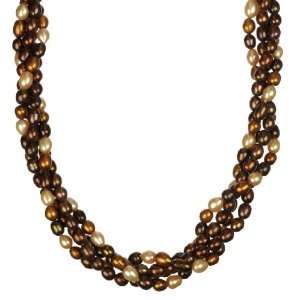  Bronzed Goddess Twisted Freshwater Cultured Pearl Necklace 
