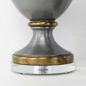 VTG PAIR Paul Hanson Brass Nickel Plated Urn Lamps Hollywood Regency 