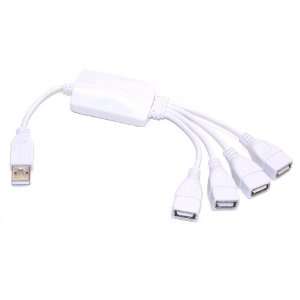  4 Port USB 2.0 Cable Hub (White)   Connect Four Devices 