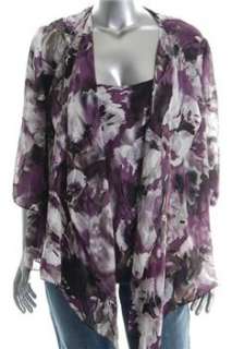 Alex Evenings NEW 2 PC Plus Size Jacket Top Purple Pattern Sale Shirt 