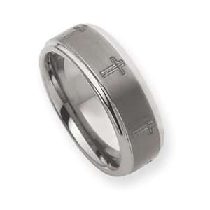   Dura Tungsten 8mm Brushed And Polished Band, Size 8.5 Chisel Jewelry