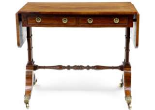 REGENCY ANTIQUE CROSS BANDED ROSEWOOD SOFA TABLE  