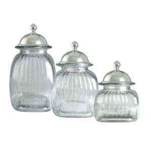  Canisters 3 Piece Set with Barrington Lid in Clear: Home 