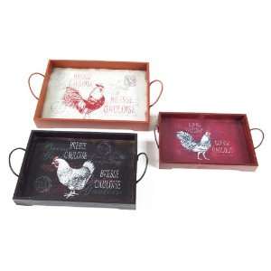   Country Bistro Red & Black Rooster Serving Trays: Kitchen & Dining