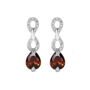   Garnet Pear Drop CZ Sterling Silver Earrings: Willow Company: Jewelry