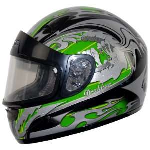 Vega Mach 1 Green Drakkar Graphic X Small Full Face Snowmobile Helmet