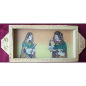   Lady with Pigeon Gem Art Painting, Serveing Tray 