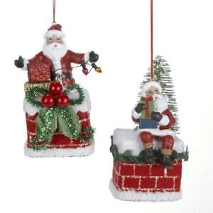  Club Pack of 12 Santa Claus on Chimney Christmas Ornaments 