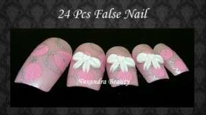24Pcs 3D Pre Design False Nails Tips Nail Art #61010A  