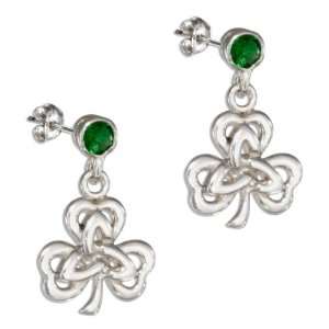   Cubic Zirconia Earrings with Shamrock and Celtic Trinity Knot Jewelry