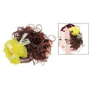  Rosallini Curly Girls Brown Wig Hairpiece w Yellow Flower Hair 