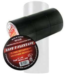   Pro 4 Pack 2 inch x 66 ft PVC Insulation Tape, Flame Retardant   Black