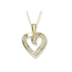  10K Yellow Gold 1/4 ct. Diamond Heart Pendant with Chain Jewelry