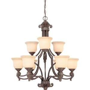   Regal Tuscan 9 Light Up Light Chandelier with English Lace Glass 2472