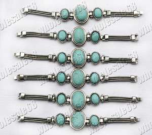 Vintage wholesale lots 5pcs Tibetan turquoise gemstone charm chain 