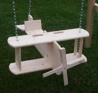 Unique Kids Toy Airplane Swing Wooden Solid Pine Wood Amish Toddler 