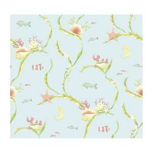 York Wallcoverings By The Sea AC6002 Sea Life Trail Wallpaper, Pastel 