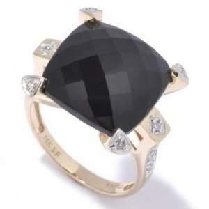  14K Gold Black Onyx & Diamond Ring: Jewelry