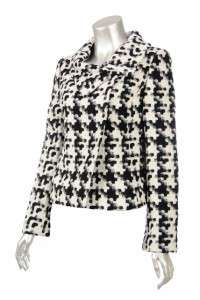 Sutton Studio Womens Black White Wool Blend Snap Front Jacket 