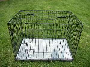   Two Door Dog Crate Cage Kennel With Metal Pan Pit Bull Cocker Spaniel