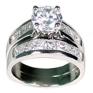carats Russian Ice on Fire CZ Wedding Ring Set 925 Sterling Silver 