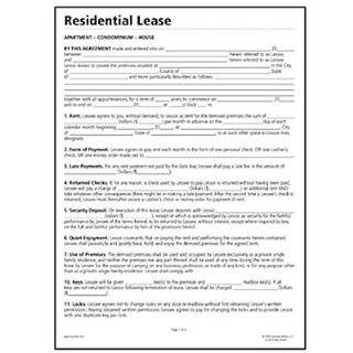 Residential Lease Real Estate Forms   11 x 8 1/2, 4 Forms per Pack 