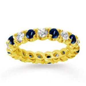   Carat Blue Sapphire and Diamond 18k Y Gold Eternity Band Jewelry