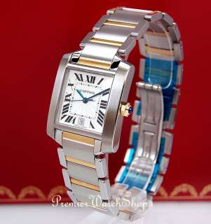 NEW CARTIER TANK FRANCAISE W51005Q4 18K GOLD / STEEL MENS AUTOMATIC 