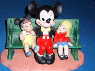 Mickey Mouse Boy & Girl Sitting on Bench Figurine Rare!  