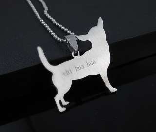 STAINLESS STEEL CHIHUAHUA PET DOG PENDANT CHARM + CHAIN  