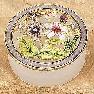  Floral Lavender Design Frosted Glass Jewelry Box