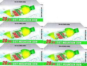 Diet Mountain Dew Bottle 5 Small 20 oz Vending Labels  