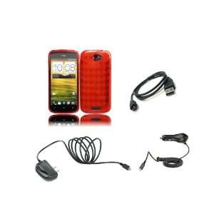  HTC One S (T Mobile) Premium Combo Pack   Red Argyle TPU 