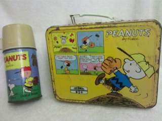 PEANUTS Metal Lunch Box w/ rare, older Thermos  