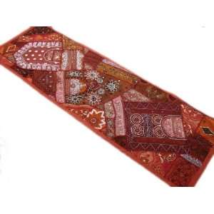  RUSSET BEADED TAPESTRY THROW DECORATIVE TABLE RUNNER