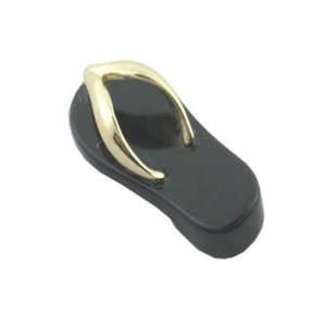 Onyx Flip Flop Simple Strap Sandal, 14k Gold Jewelry