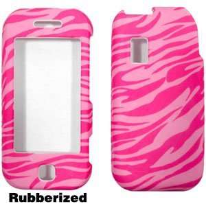 Pink Zebra Animal Skin Design Rubber Feel Snap On Cover Hard Case Cell 