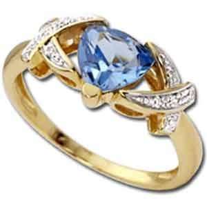   Gold Trillion Blue Topaz and Diamond Ring Jewelry Days Jewelry