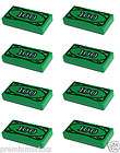 LEGO LOT 8 TILE 1x2 MINIFIG BANK MONEY Green $100 Dollar Bill 