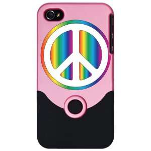  iPhone 4 or 4S Slider Case Pink Chromatic Peace Symbol 