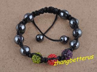  Rhinestone Pave Disco Bead Handmade Love Bracelet Bangle Xmas Gift