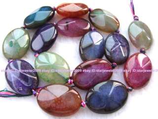18x24mm multicolor Agate oval facted gemstone beads 16  