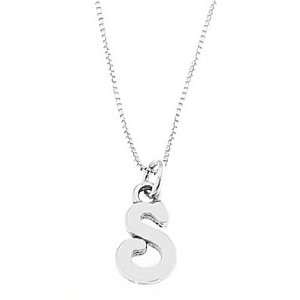    Sterling Silver One Sided Initial Letter S Necklace Jewelry